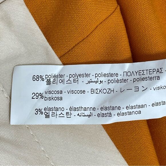 NWT Zara Pants Women's Size XS Mid Rise Flared Flat Front Orange Yellow Trousers - Picture 9 of 9